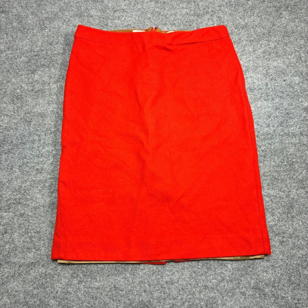 J.Crew No 2 Pencil Skirt Womens 10 Red Wool Midi W1070 Career Wear